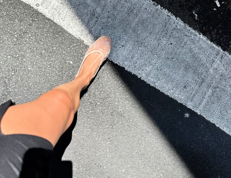 Ally Walking in nyc during summer in mesh flats