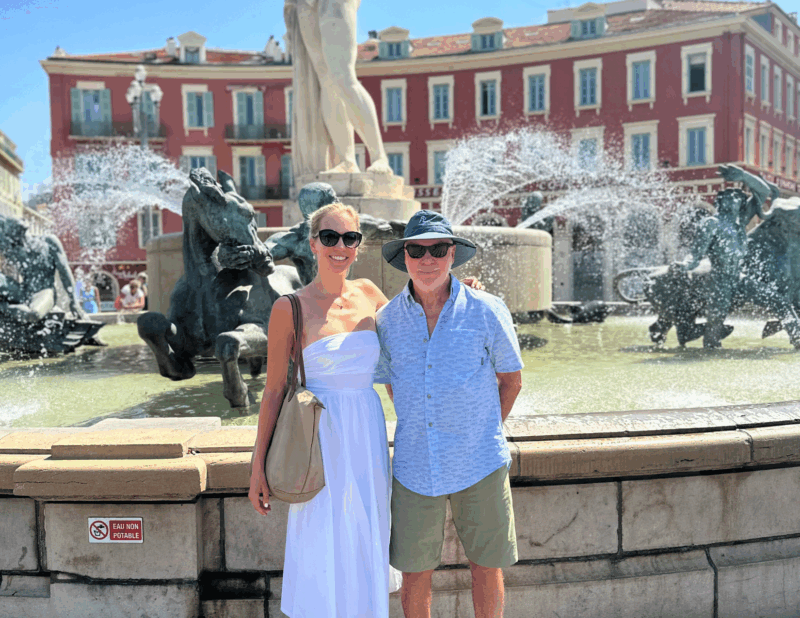 Ally and her dad at place messina in nice south of france