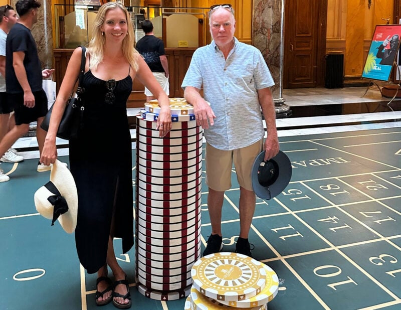 Ally and her dad in monte carlo at the casino