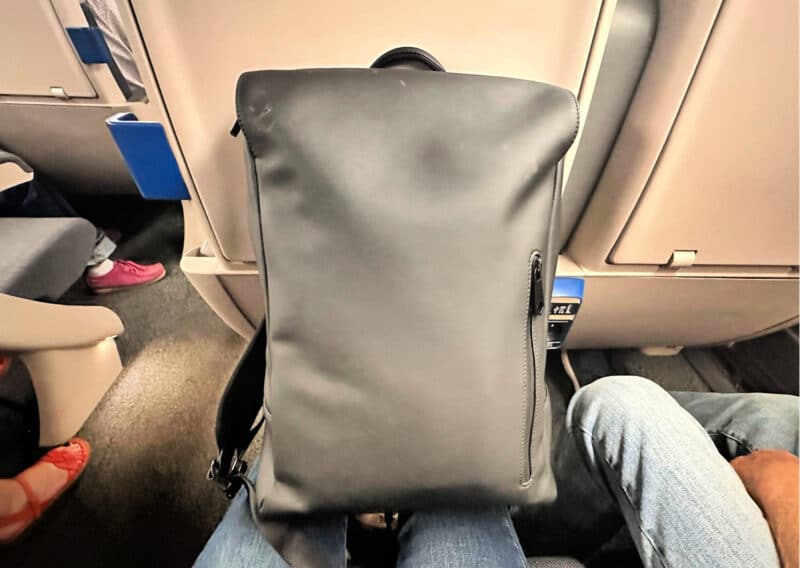 maverick and co vista backpack on the train in france