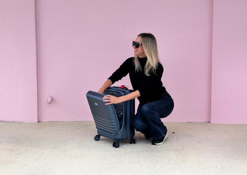 BAGSMART Getaway Carry-On Review: A Budget Travel Gem ALLY TRAVELING WITH THE BAGSMART GETAWAY FRONT OPENING CARRY-ON BUDGET SUITCASE