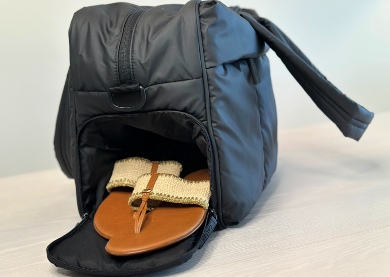 CALPAK Luka Duffel Review: Stylish and Functional Travel Bag SHOE COMPARTMENT IN THE LUKA DUFFEL CALPAL