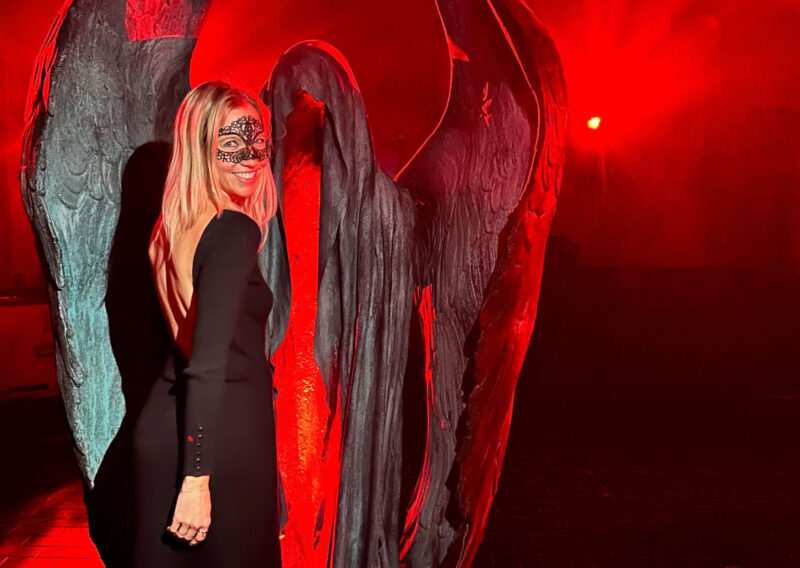 What to Wear at Masquerade NYC: The Phantom's Dress Code ally at masquerade in nyc wearing black sesame dress in nyc immersive phantom