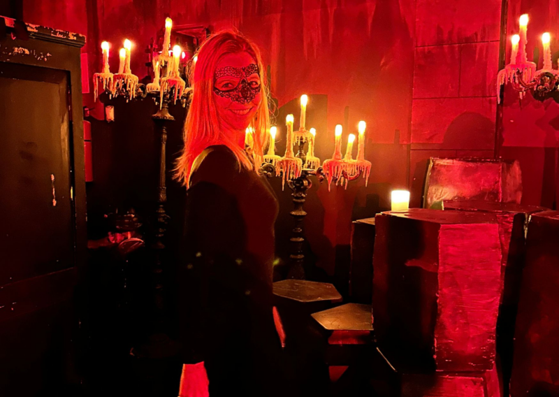 What to Wear at Masquerade NYC: The Phantom's Dress Code ally at masquerade in nyc - wearing black sesame dress in nyc - immersive phantom -NWhat to Wear at Masquerade NYC: The Phantom's Dress Code