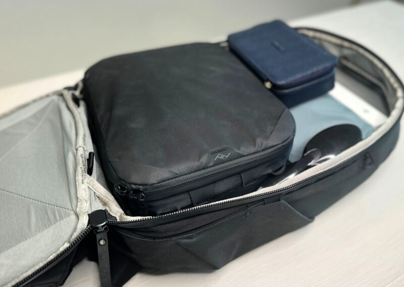peak design camera cube inside the peak design travel backpack