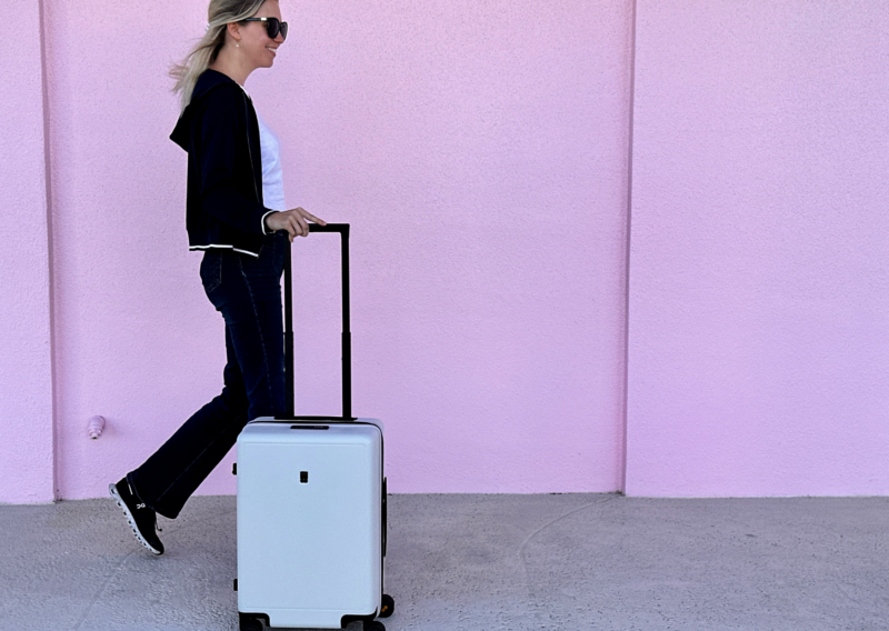 Level8 Luminous Carry-On Review: Worth the Hype? Ally traveling with the level8 luminous 2022 carry on suitcase 4