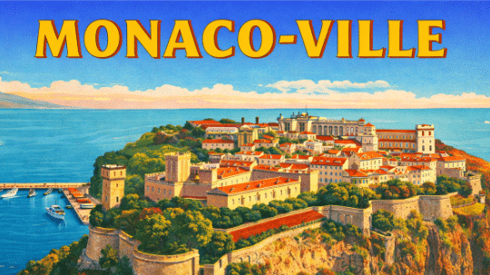 monaco-ville - le rocher - old town monaco postcard