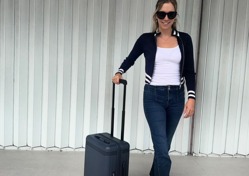 Carl Friedrik The Core Carry-On Review: Is It an Elite Bag? Ally Travels Carl Friedrick Travel Trolley handle