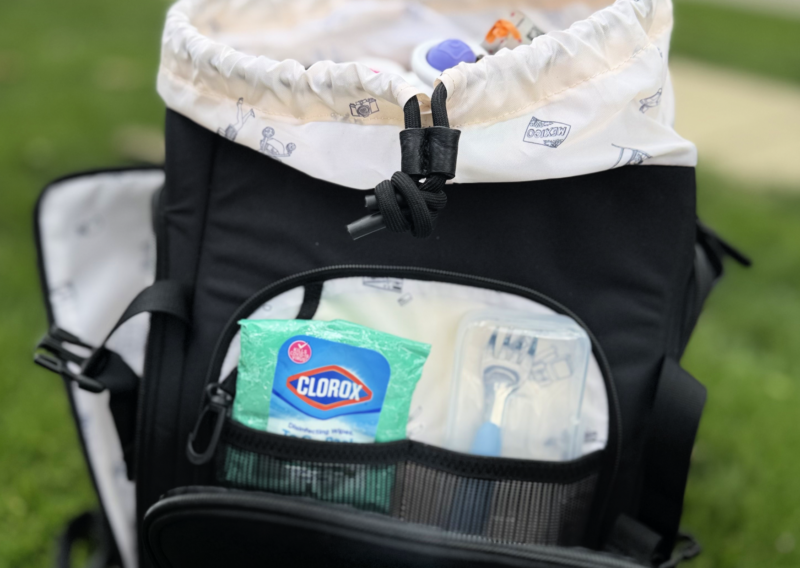 No Reception Club Getaway Bag Review: Easy Travel for Parents outer pockets No Reception Club Getaway Backpack Review