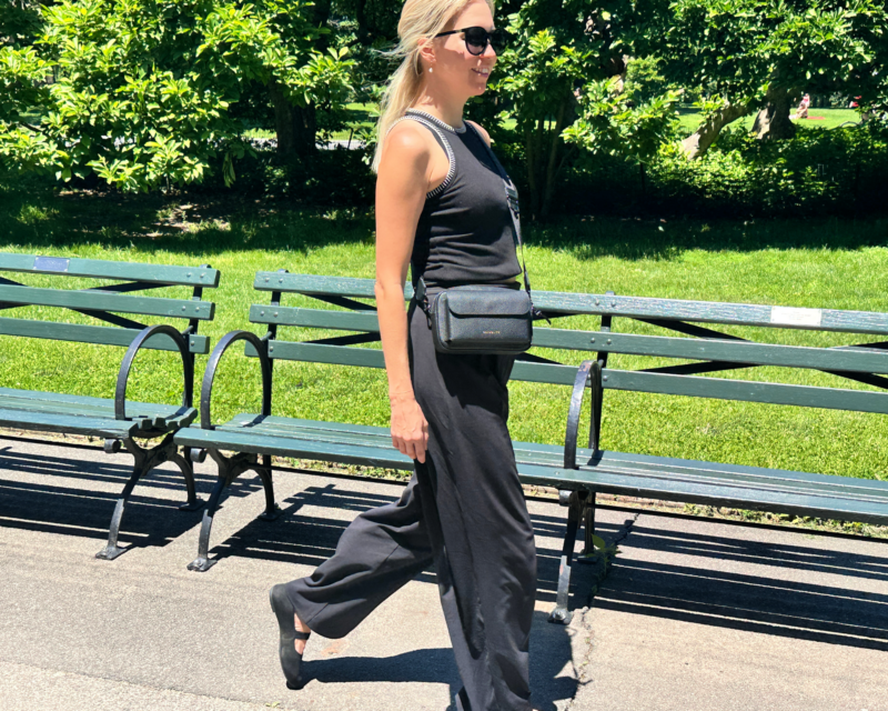 Bandolier Miller Bag Review: The Best Travel Crossbody Bag? ally walking in Central Park during summer in nyc - wearing the bandolier miller crossbody