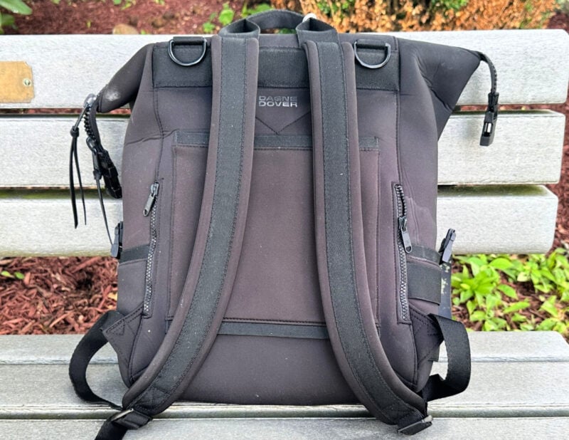 Dagne Dover vs. No Reception Club: Best Travel Diaper Bag? Dagne dover indi backpack back straps and back