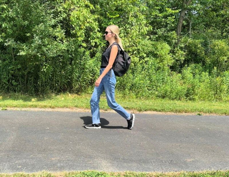 Dagne Dover vs. No Reception Club: Best Travel Diaper Bag? ally walking with the dagne dover indi backpack diaper bag
