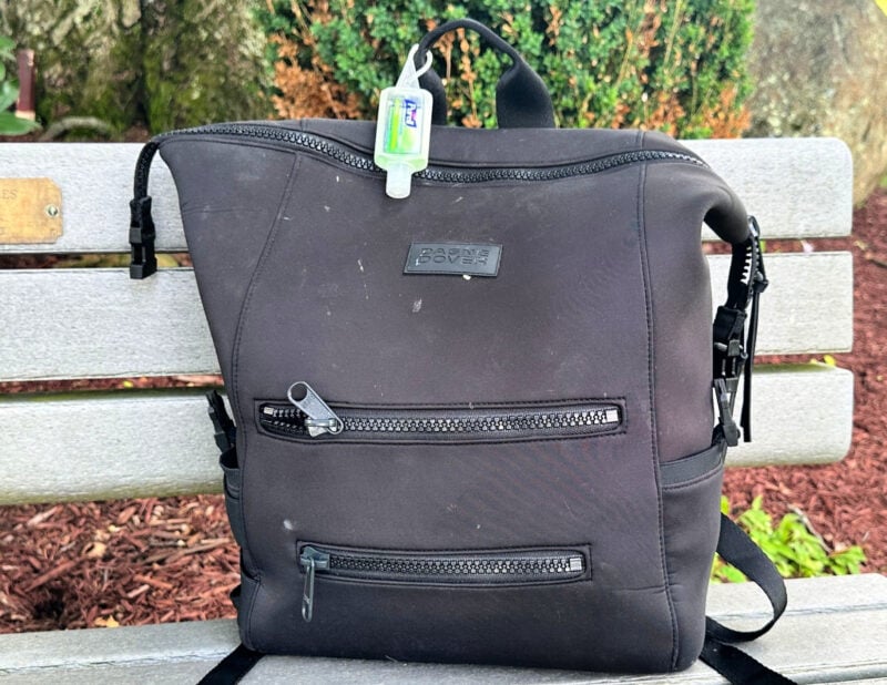 Dagne Dover vs. No Reception Club: Best Travel Diaper Bag? front of the Dagne dover indi backpack
