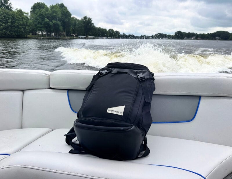 Dagne Dover vs. No Reception Club: Best Travel Diaper Bag? no reception club getaway backpack on a boat
