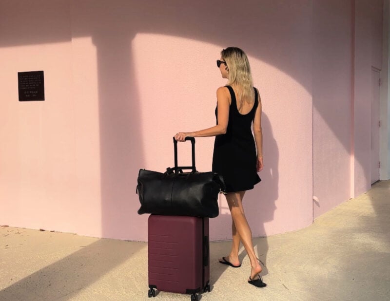 Quince Carry-On Review 2026: Worth It After 4 Real Trips? Ally Traveling with the quince leather weekender and the quince carryon