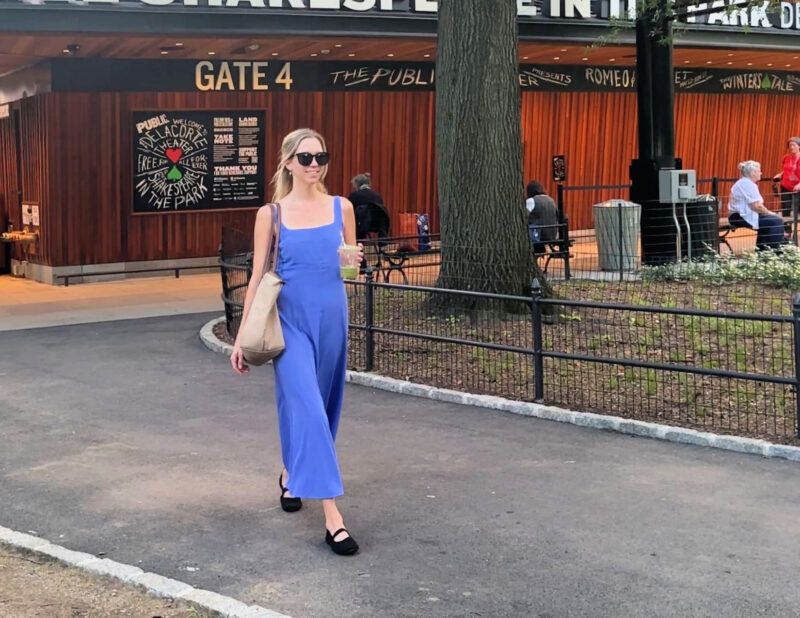 Best Shows on Broadway: 2026 Must-Sees! ally walking outside of the public theater's shakespeare in the park at the delacorte